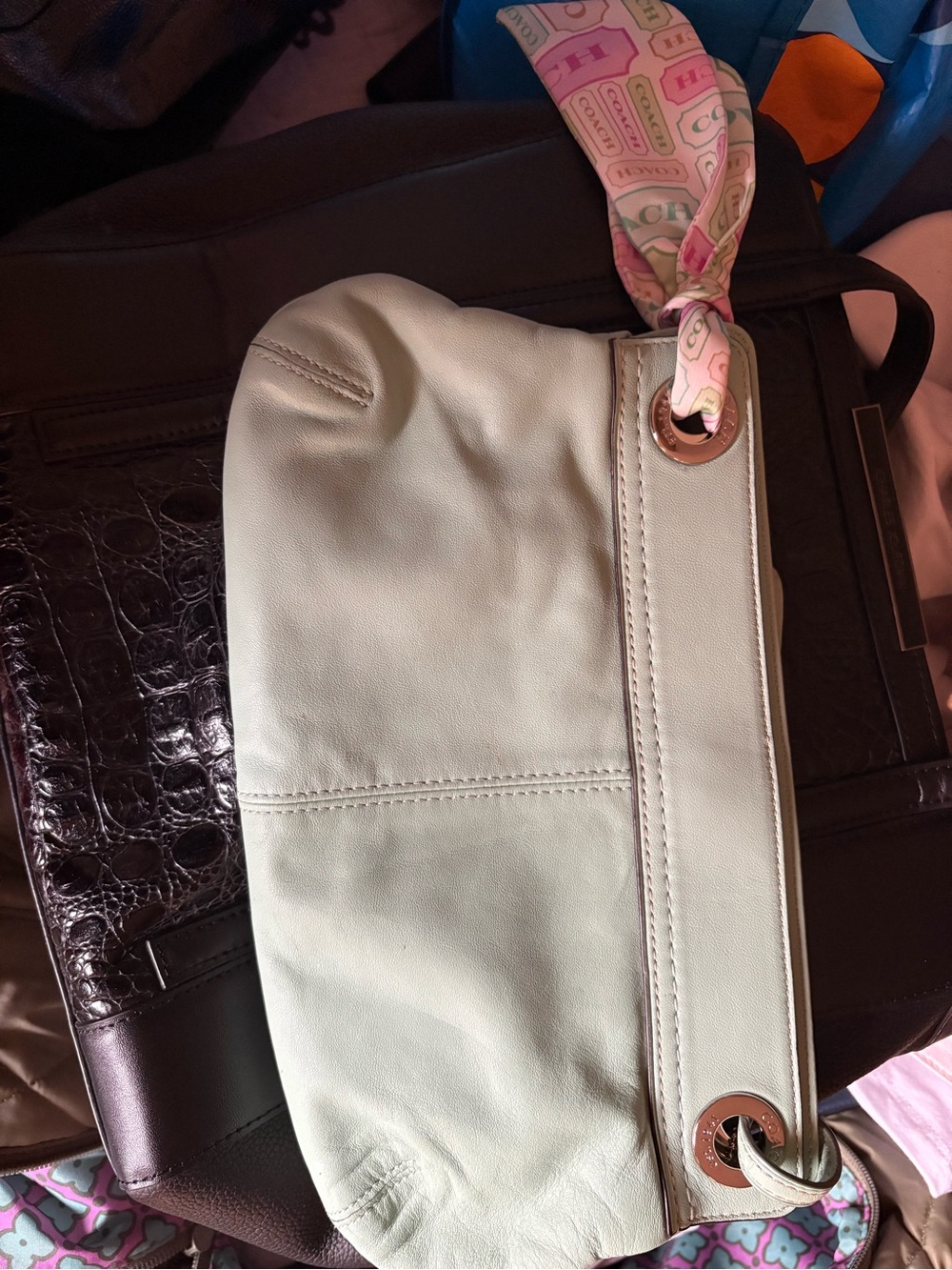 Coach Soft Leather Shoulder Clutch in Light Blue